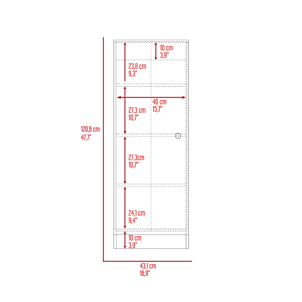 Uluru Kitchen Pantry, Single Door Cabinet, Four Interior Shelves