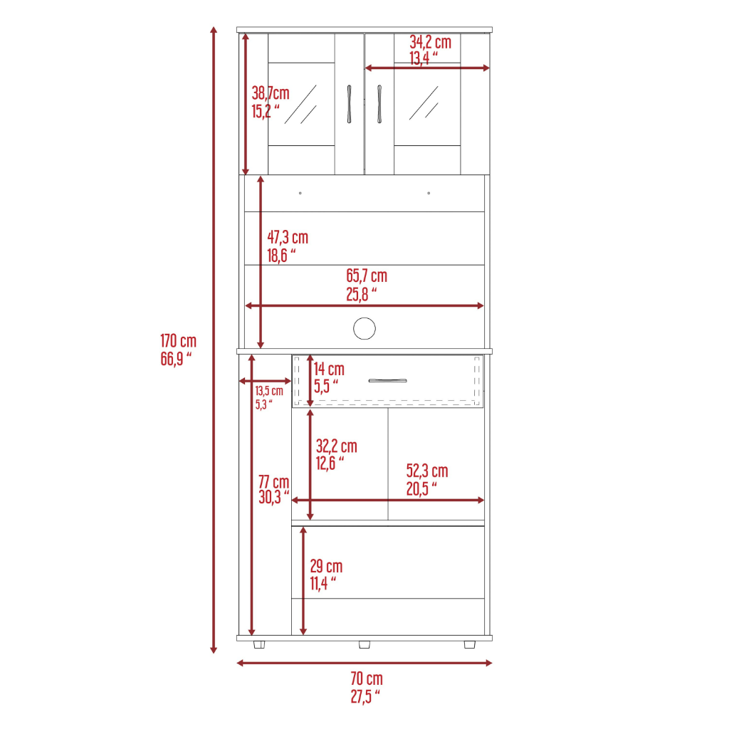 Victoria Pantry Double Door Cabinet, Three Side Shelves