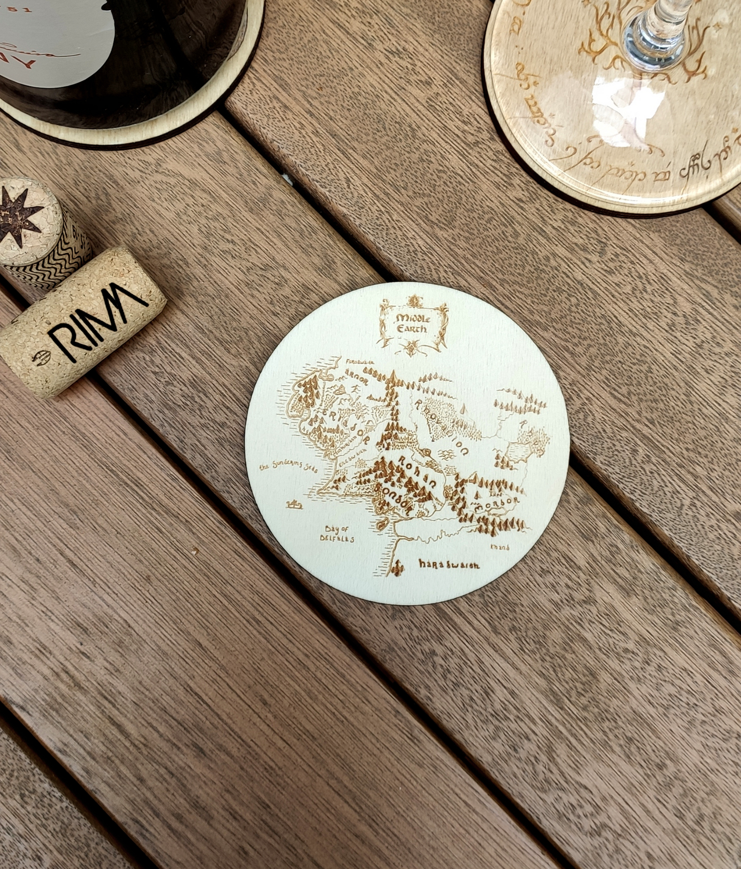 Set of 6 Lord of The Rings Wood Coasters - Housewarming Gift - LOTR