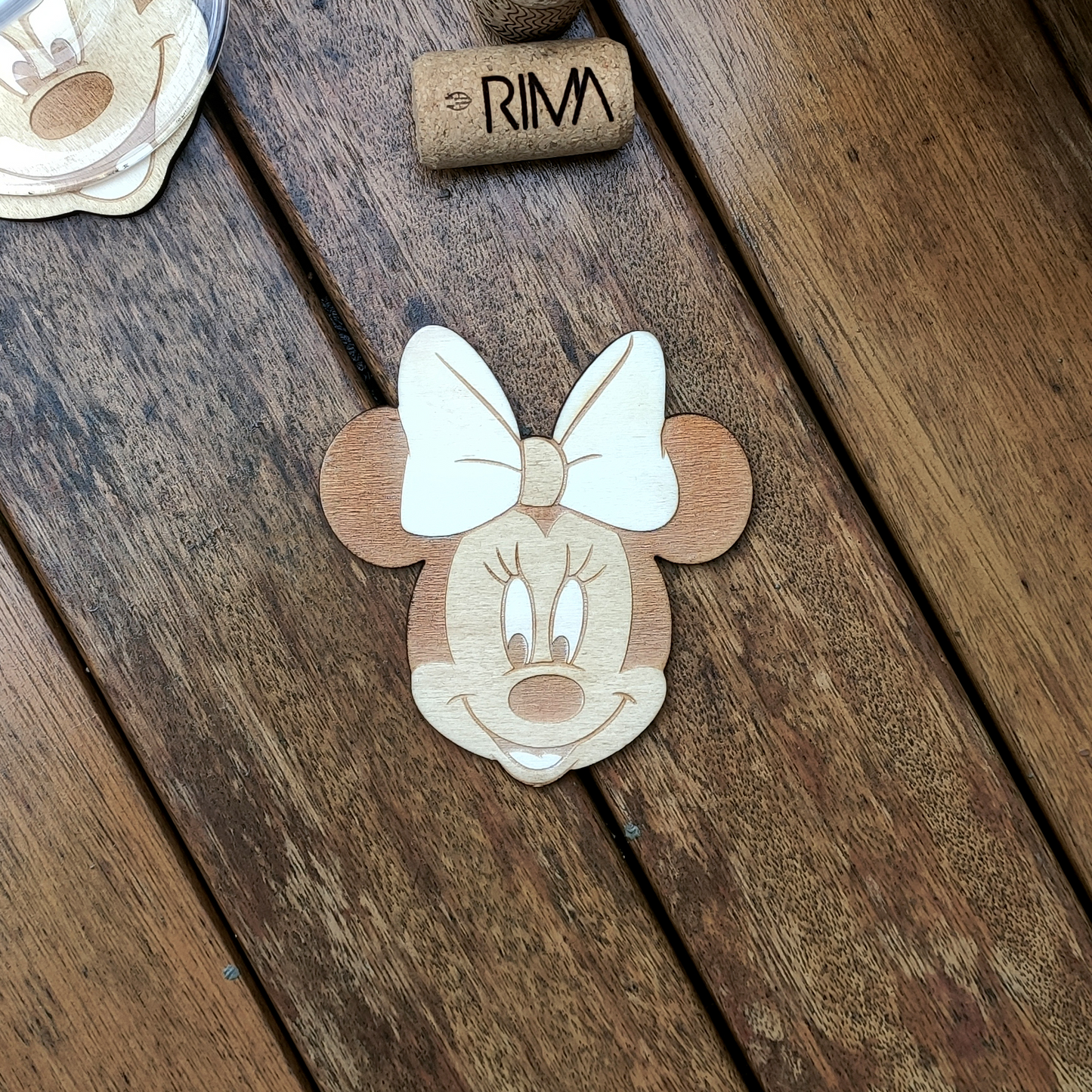 Set of 2 Mickey and Minnie Wood Coasters - Housewarming Gift - Disney