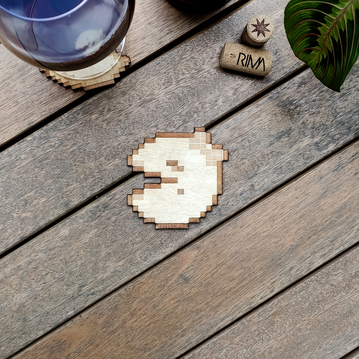 Set of 6 Pacman Wood Coasters - Housewarming Gift - Pac man - Videogame
