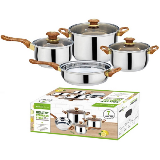 Stainless Steel Cookware Pots and Pans Set, 7 Piece