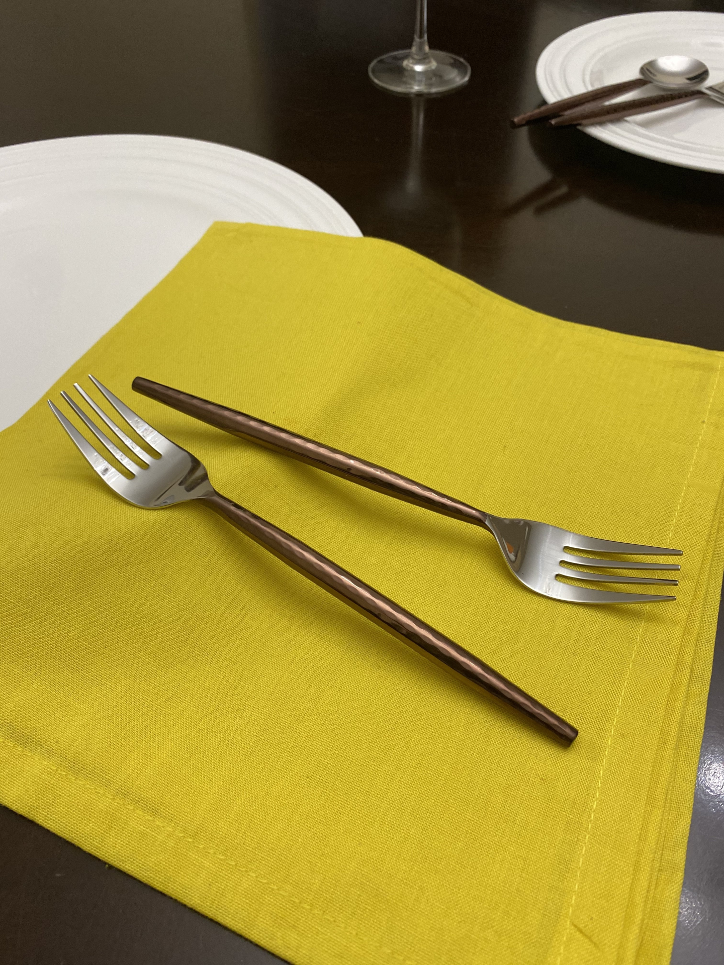 Stainless Steel Dinner Forks Set of 6 Pieces-Brown