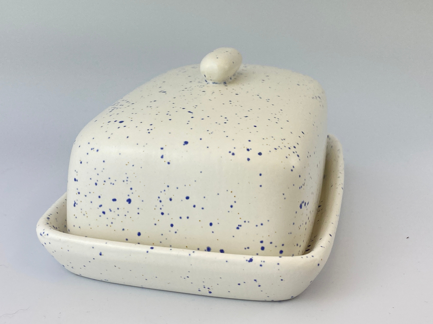 Butter Dish Light Speckled Blue Glaze