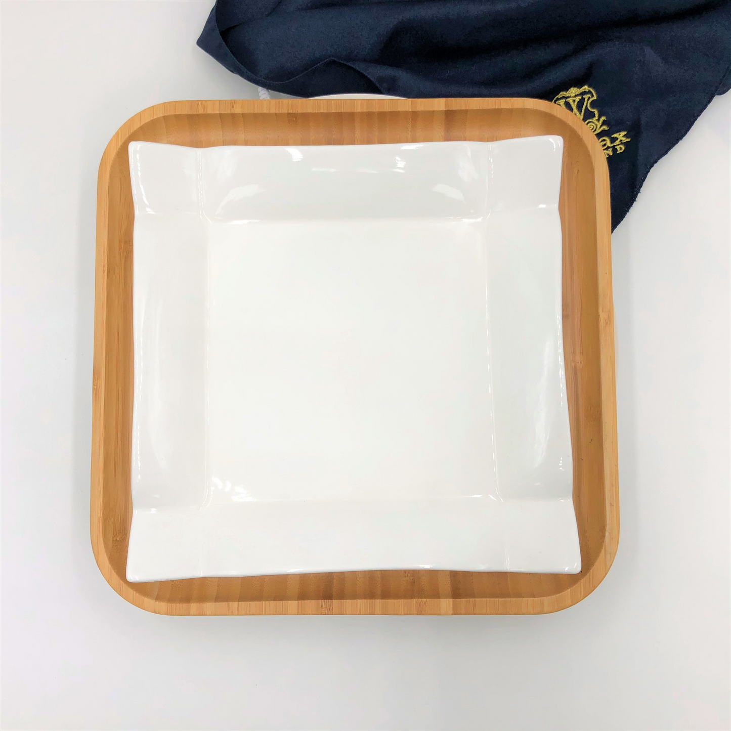 Square Bamboo And Fine Porcelain Contemporary Dinnerware Set  WL-555076