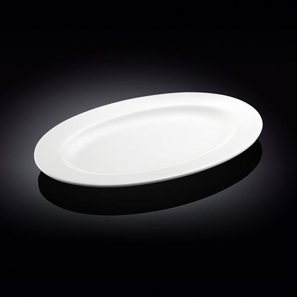 Wilmax Fine Porcelain Professional Rolled Rim White Oval Plate / Platter 14" | WL-992026/A