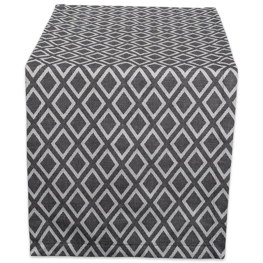 Black and White Diamond Pattern Table Runner - 72 inches