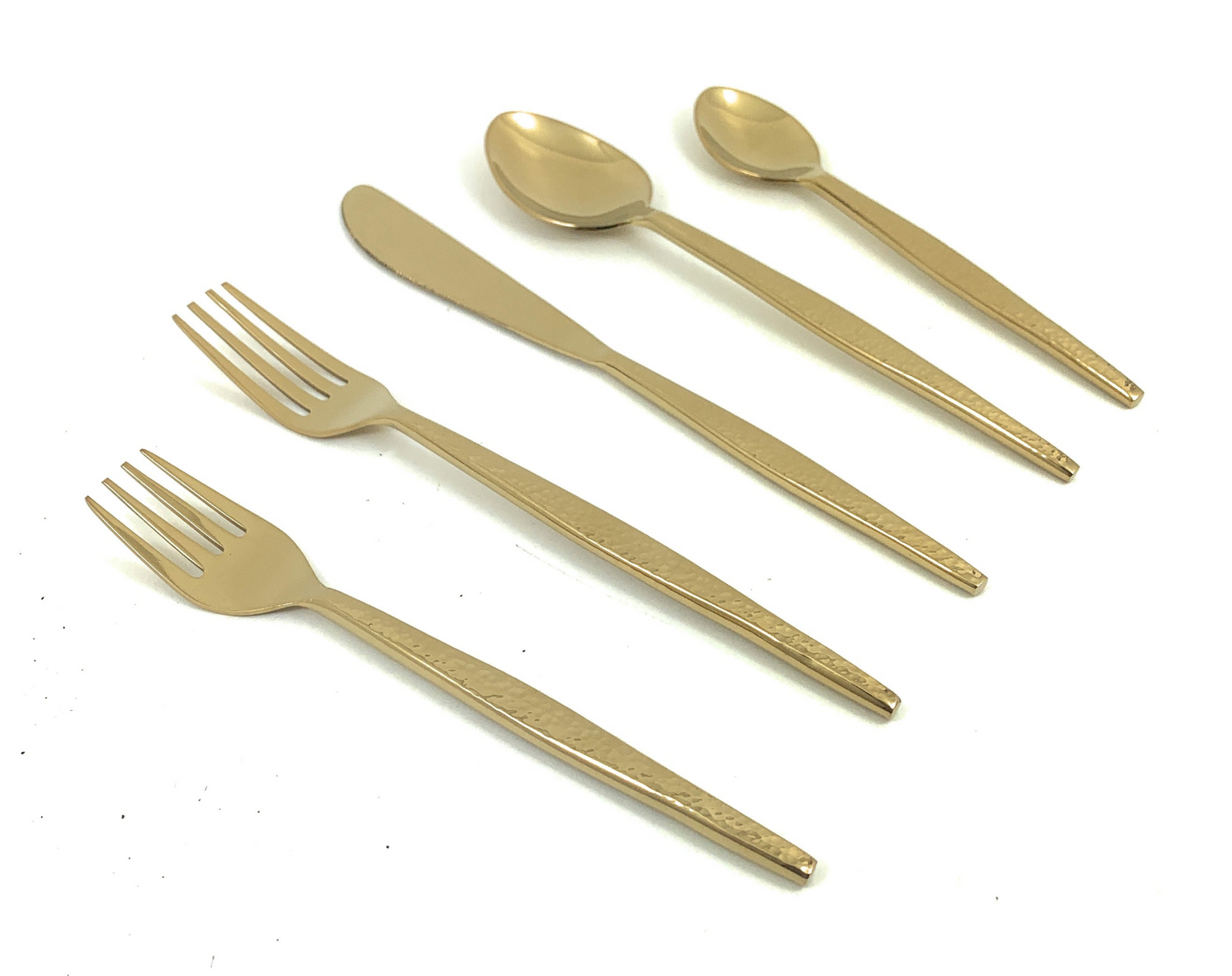 Vibhsa 20 Piece Gold Flatware Set, Service for 4-Hammered