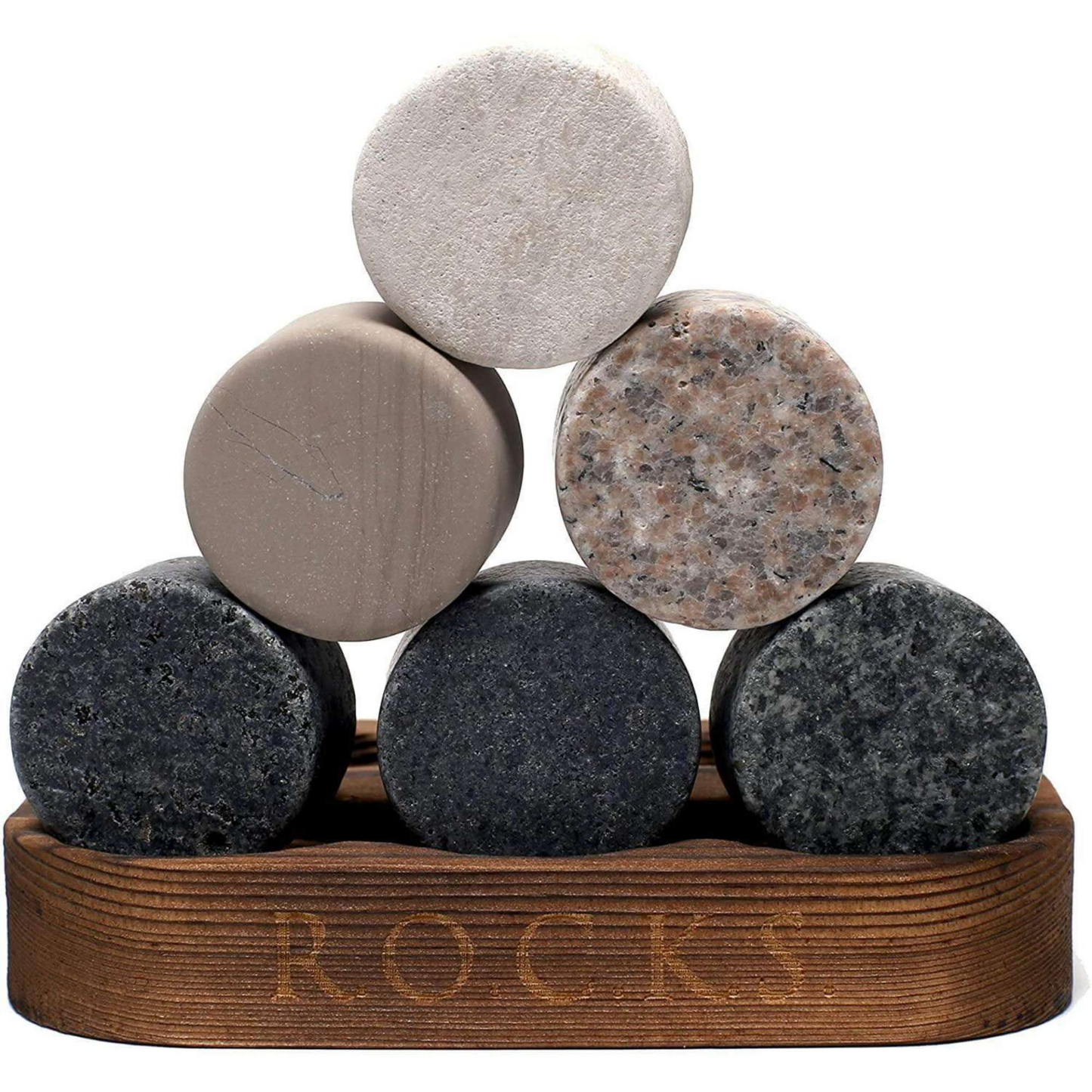 The Original ROCKS Whiskey Chilling Stones - Set of 6 Granite Stones
