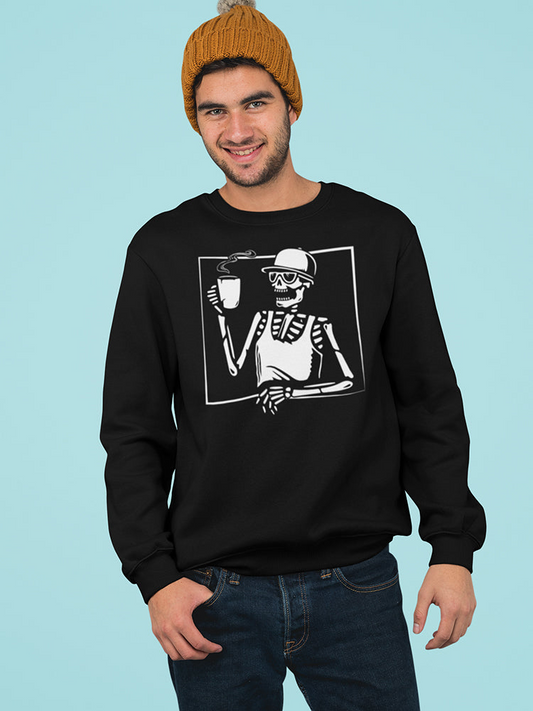 Skeleton Drinking Coffee Men's Sweatshirt