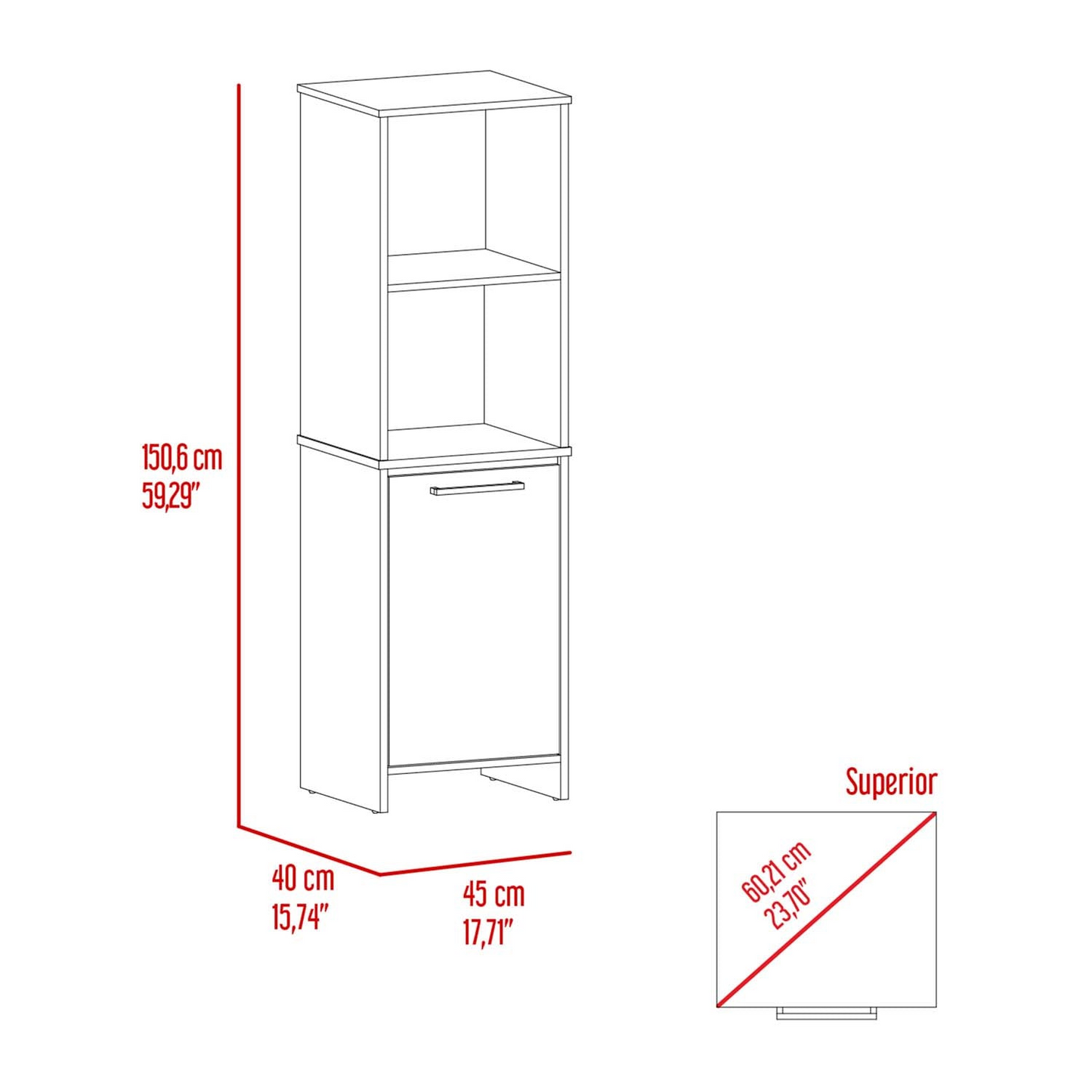 Romulo Kitchen Pantry, Two External Shelves, Single Door Cabinet, Two Interior Shelves