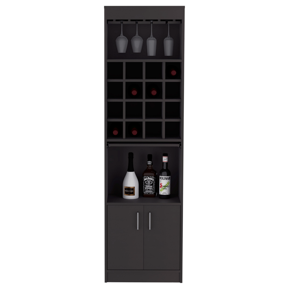Athens Kava Bar Cabinet, 16 Wine Cubbies, Two Door Cabinet, Two Shelves