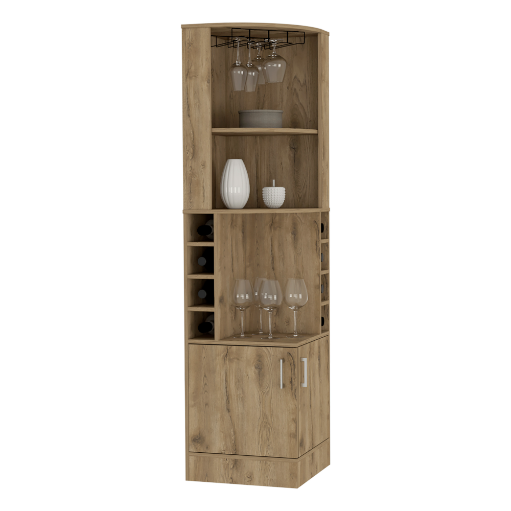 Egina Bar Cabinet, Eight Bottle Cubbies, Two Open Shelves, Double-Door Cabinet