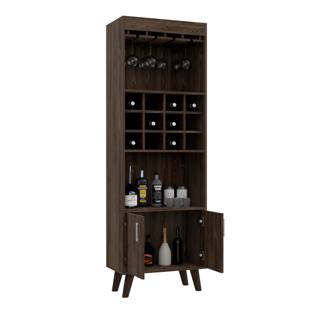Harvey Bar Double Door Cabinet, Twelve Wine Cubbbies, Two Shelves