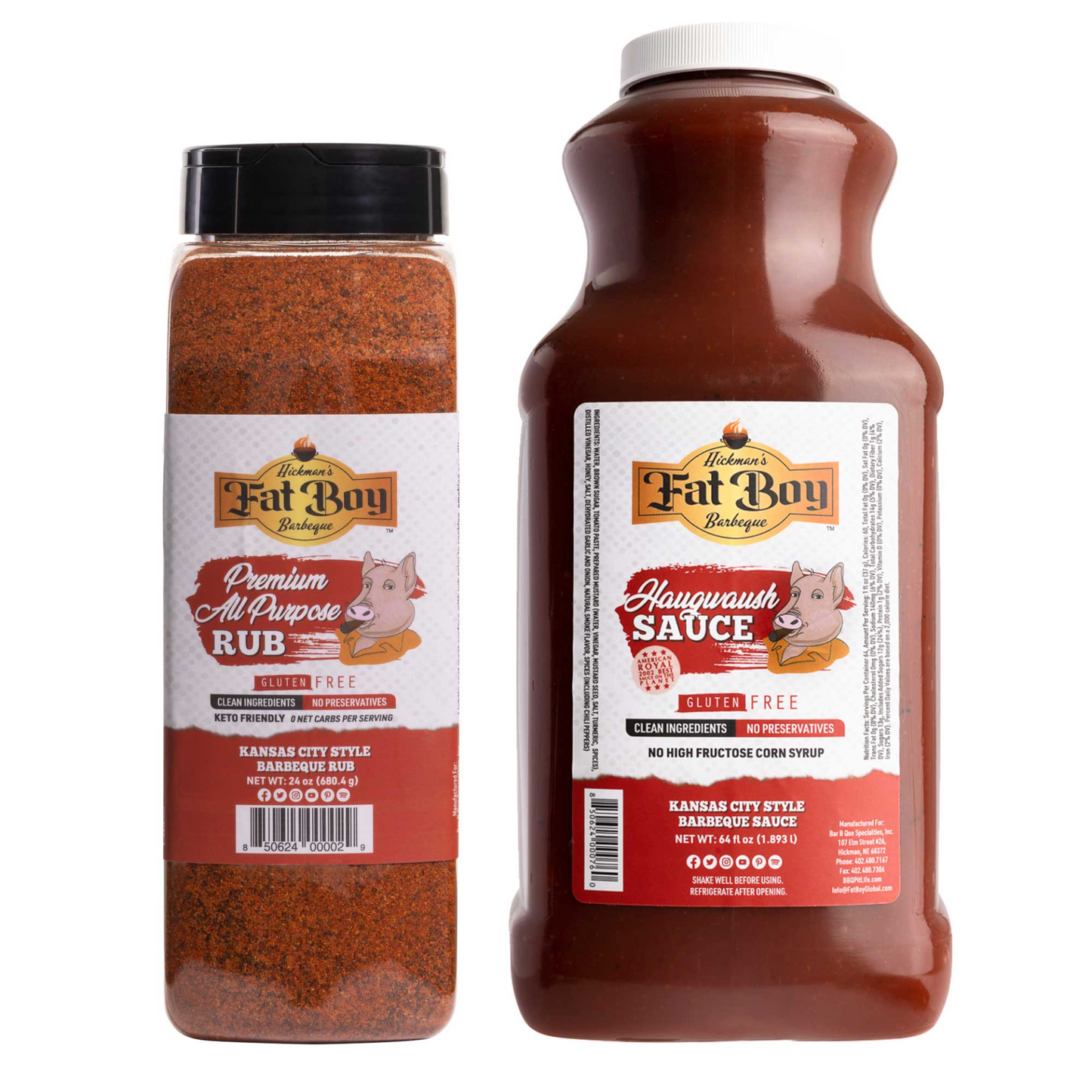 Mild Gluten Free Natural BBQ Sauce & Spice Package – 24 oz & 64 oz