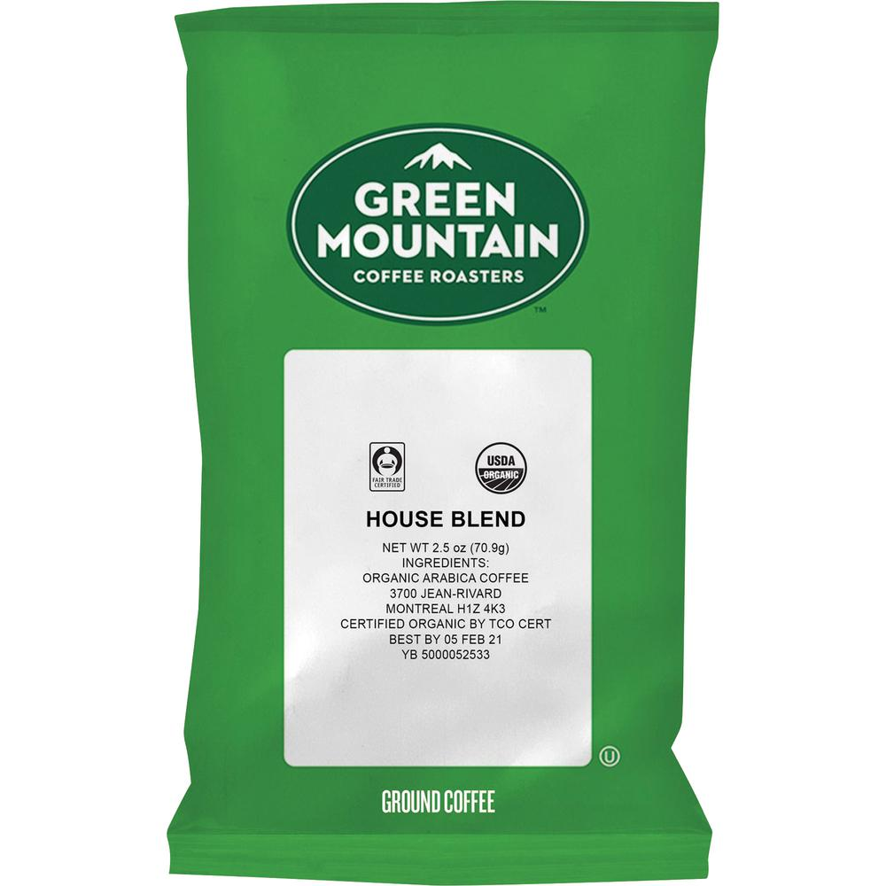Green Mountain Coffee Fair Trade Organic House Blend - Light - 2.5 oz - 50 Coffee Bag - 50 / Carton