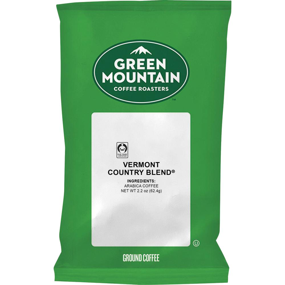 Green Mountain Coffee Vermont Country Blend Regular Coffee - 2.2 oz - 100 Coffee Bag - 100 / Carton