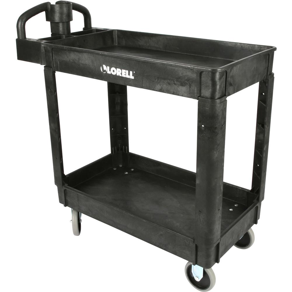 Lorell Grip Height Utility Cart - 550 lb Capacity - 4 Casters - 5" Caster Size - Structural Foam - x 37.5" Width x 17" Depth x 39" Height - Black - 1 Each