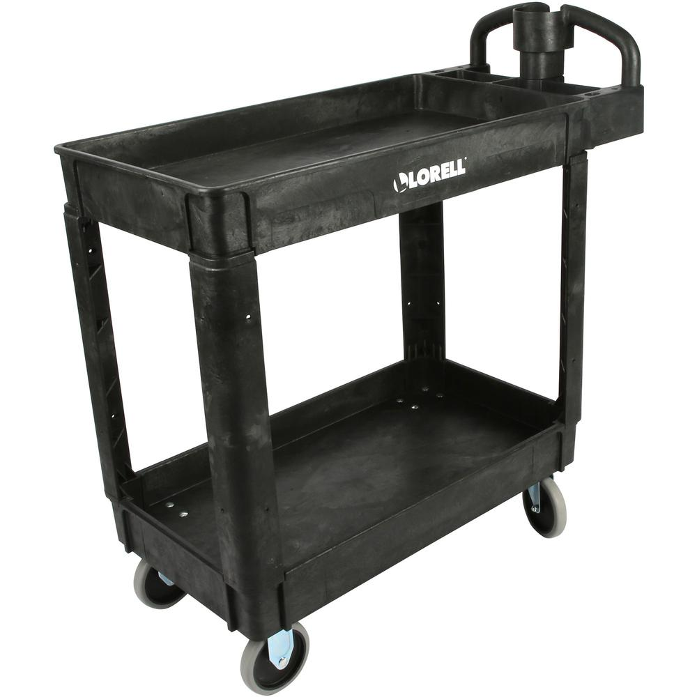 Lorell Grip Height Utility Cart - 550 lb Capacity - 4 Casters - 5" Caster Size - Structural Foam - x 37.5" Width x 17" Depth x 39" Height - Black - 1 Each