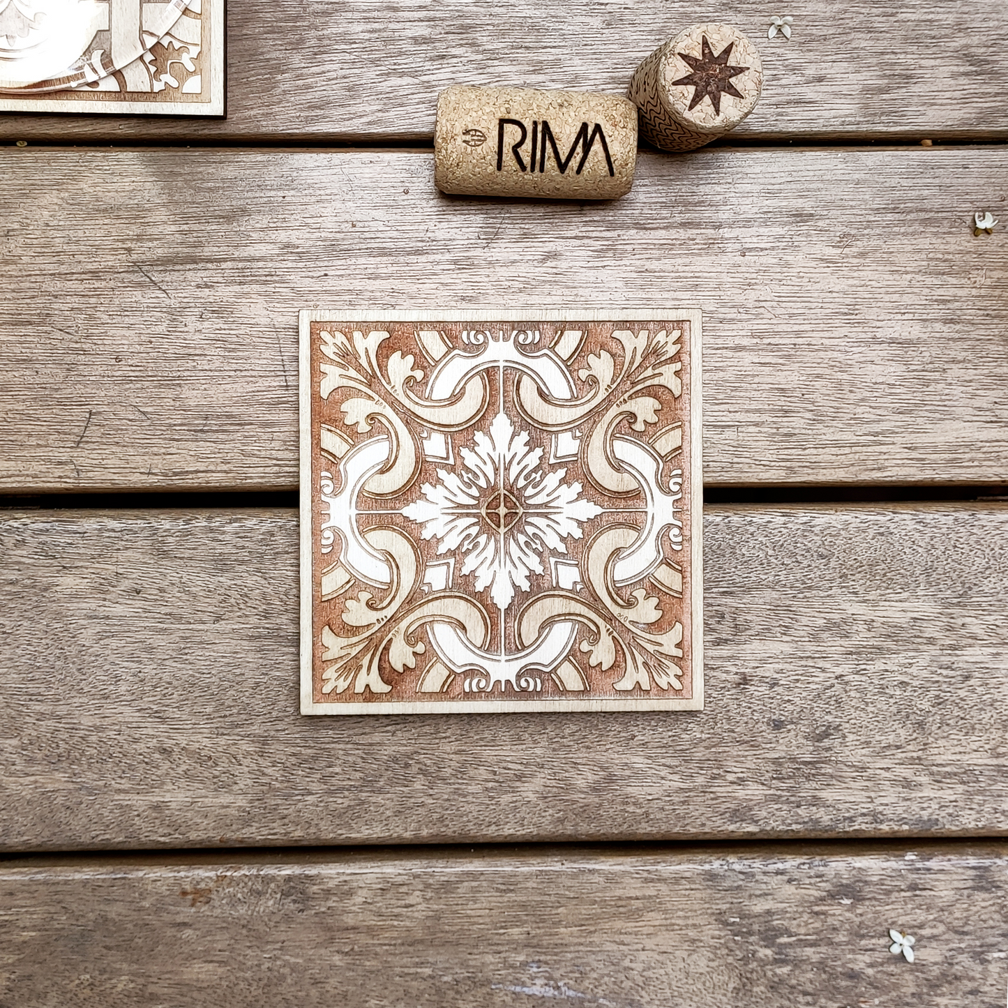 Set of 4 Portuguese Tiles Wood Coasters - Minimalism - Modern Coasters - Cup Holders