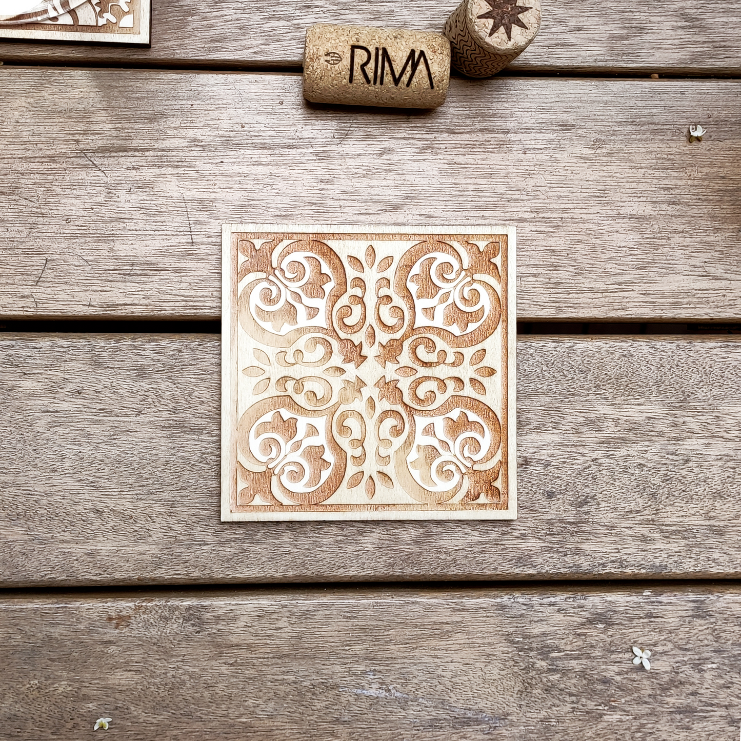 Set of 4 Portuguese Tiles Wood Coasters - Minimalism - Modern Coasters - Cup Holders