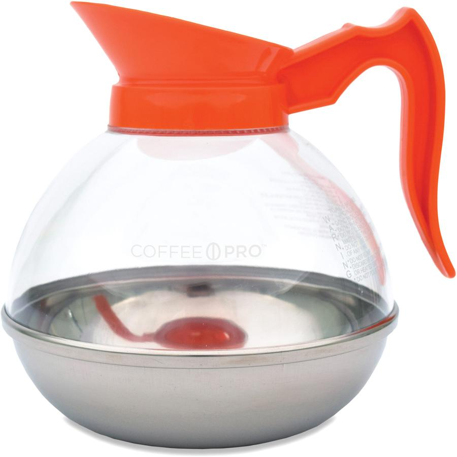 Coffee Pro Unbreakable 12-cup Decanter - Clear - Stainless Steel, Polycarbonate, Phenolic Plastic Body - 1 Each