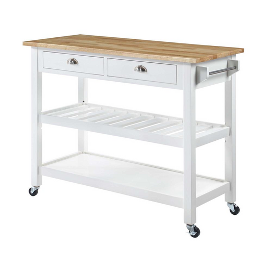 American Heritage 3 Tier Butcher Block Kitchen Cart with Drawers