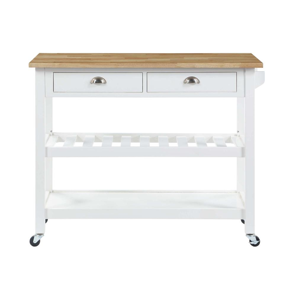 American Heritage 3 Tier Butcher Block Kitchen Cart with Drawers