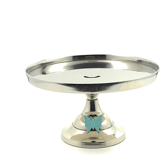 Cake Stand with Turquoise Butterfly (10" Cake Holder)