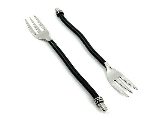 Cocktail Forks Set of 6 (Black Twisted Handle)