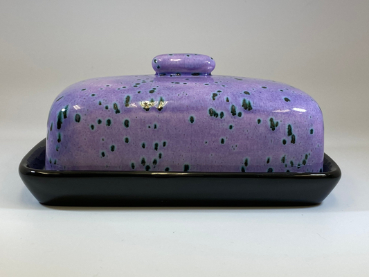 Butter Dish with Purple Speckle Glaze