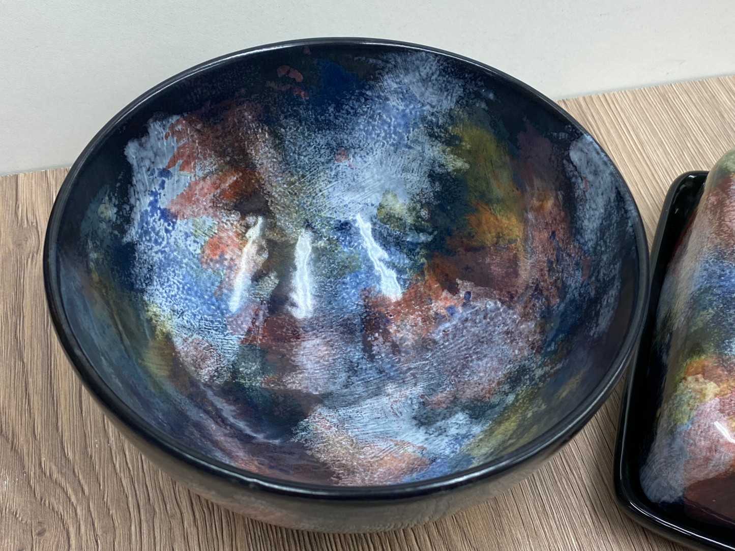 Butter Dish and Fruit Bowl Set - Abstract Glaze