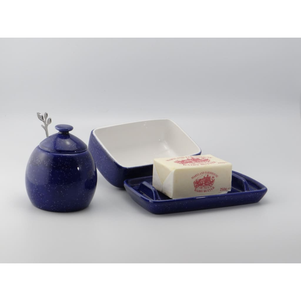 Butter Dish and Sugar Bowl Set Night Sky Glaze