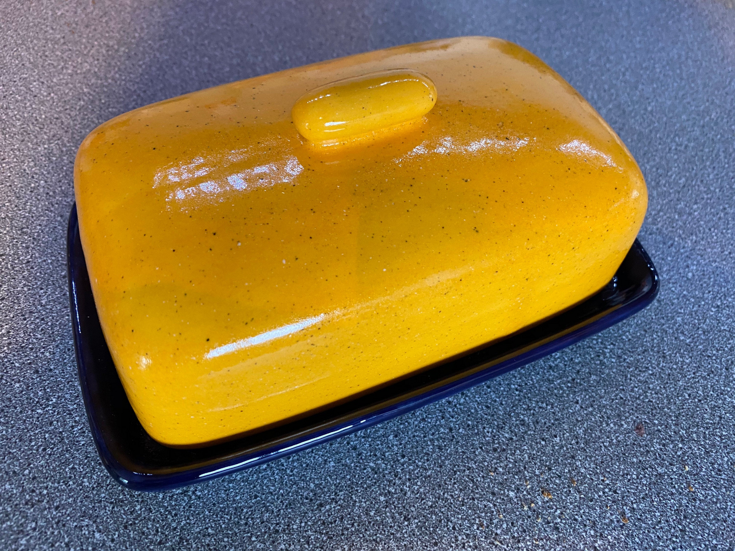 Butter Dish Yellow Lid with Jet Black Dish