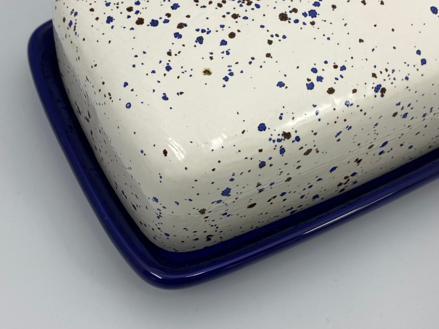 Butter Dish, Sugar Bowl, Milk Jug Set Speckled Blue Glaze