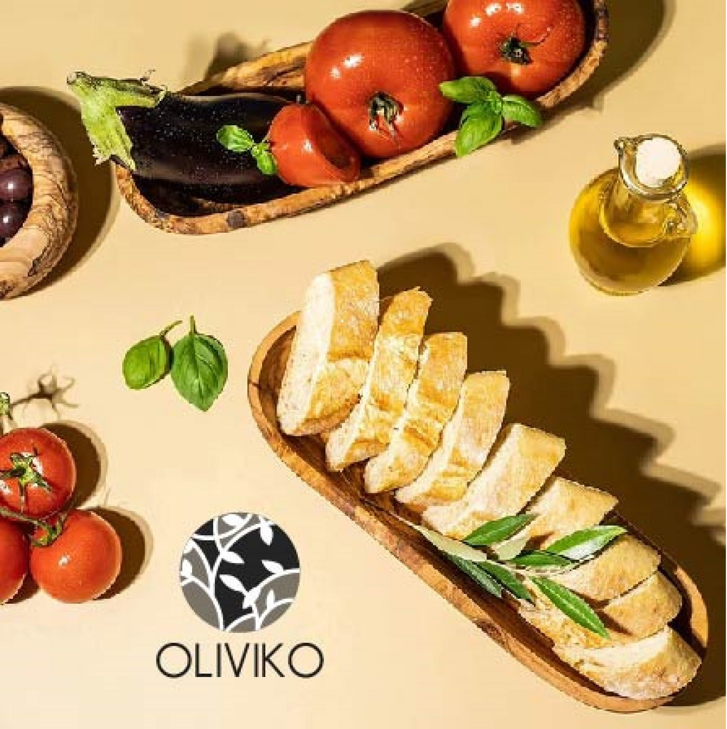 Handmade Olive wood Bread, fruit serving basket 14 L x 4 W inch / 35 L x 10 W cm