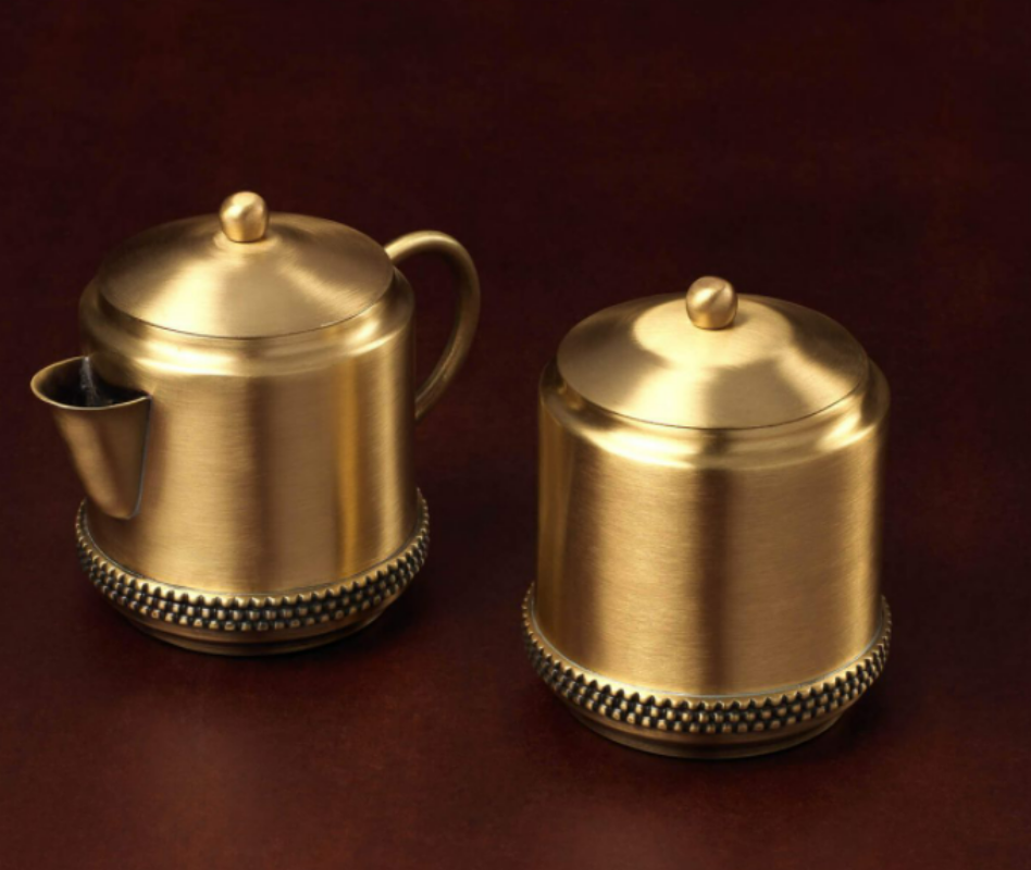 Handmade Brass Mug & Sugar Pot Set