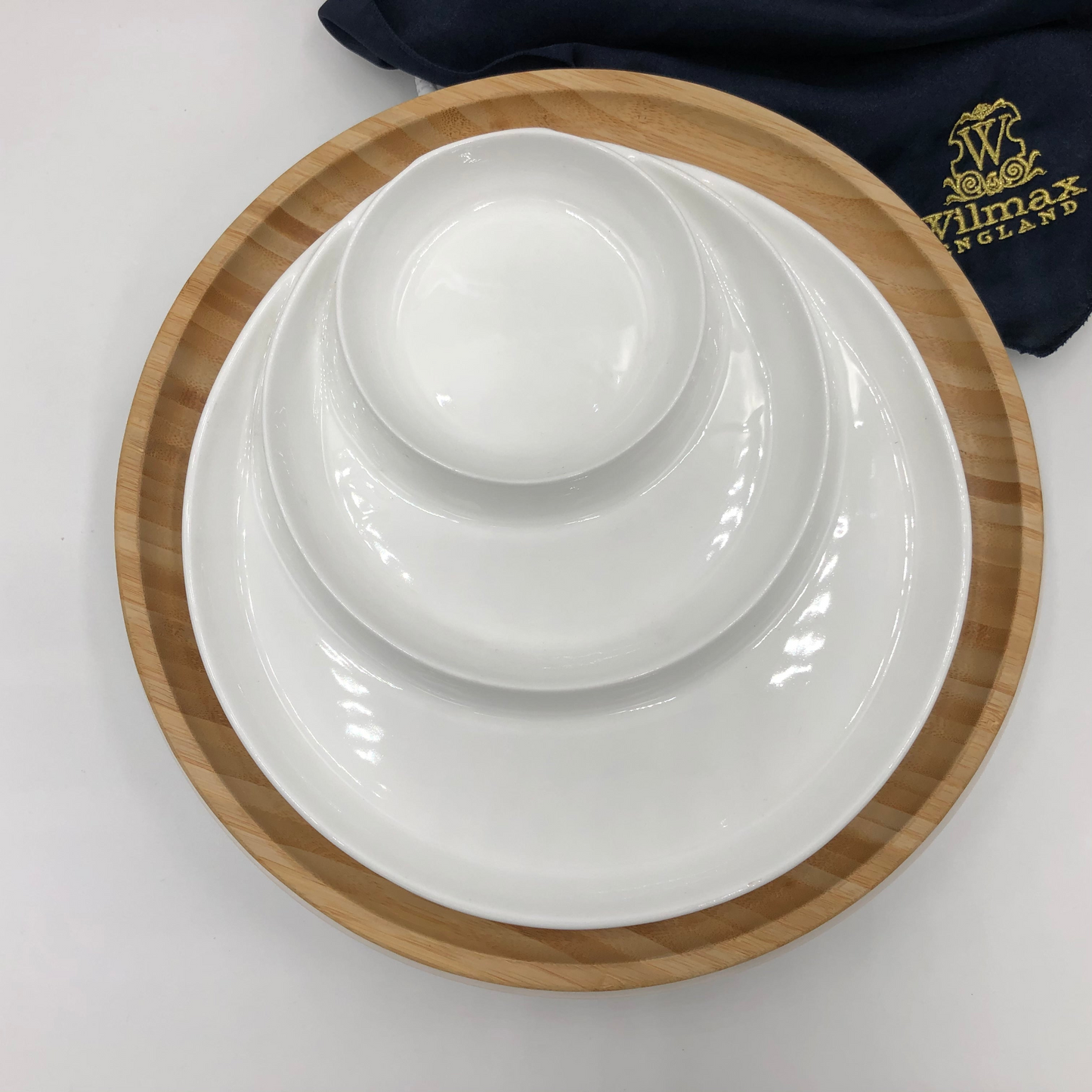 Wilmax Bamboo And Fine Porcelain 3 Section Divided Dish/plate Setting WL-555070
