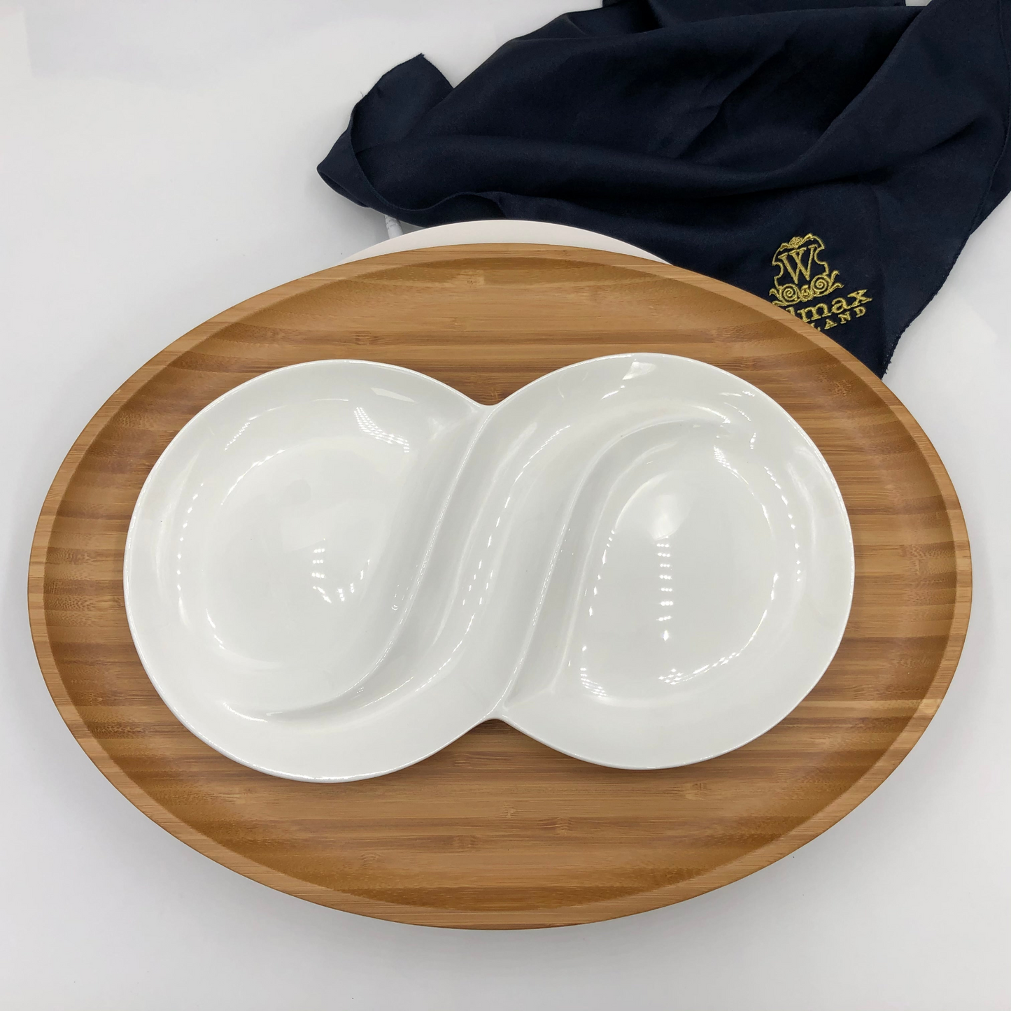 Wilmax Bamboo And Fine Porcelain Oval Dish/plate Setting WL-555068