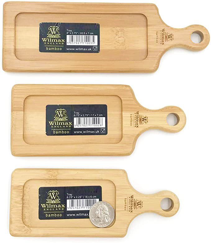 Wilmax 3 Bamboo Tray Set For Your Favorite O'dourves Or Amuse Bouche WL-555058