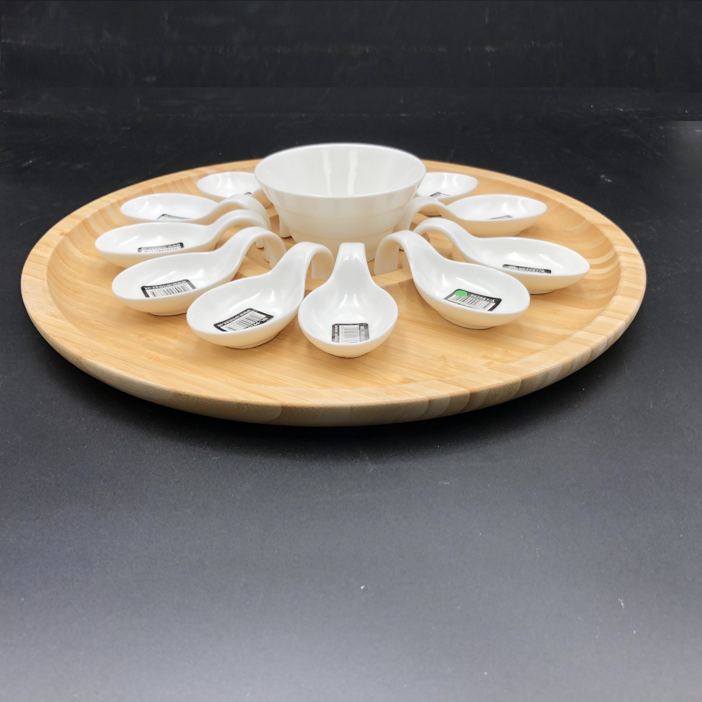 Wilmax Large Party Serving Tray With 12 Shooter Spoons And Condiments Dish For The Center WL-555015