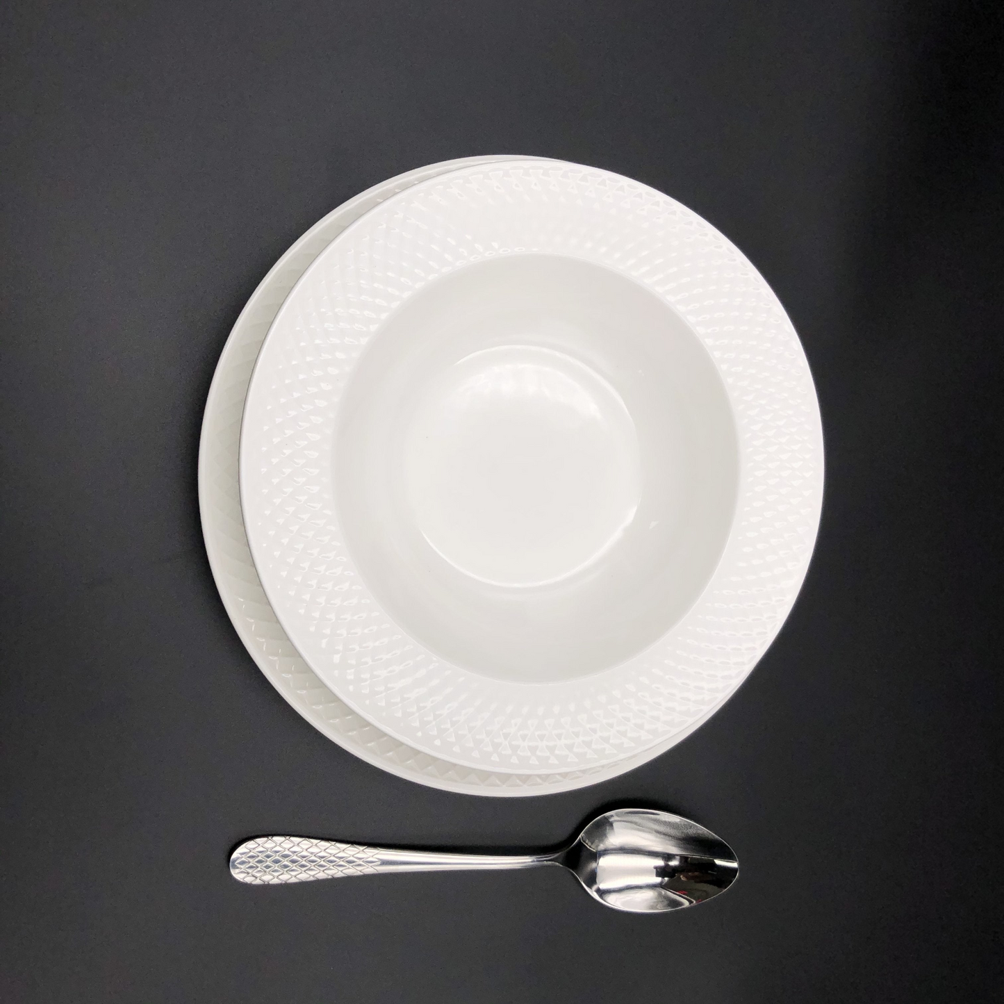 Wilmax Fine Julia Porcelain Deep Plate Dinnerware Set For 6 Including 10" Charger Plate WL-555027