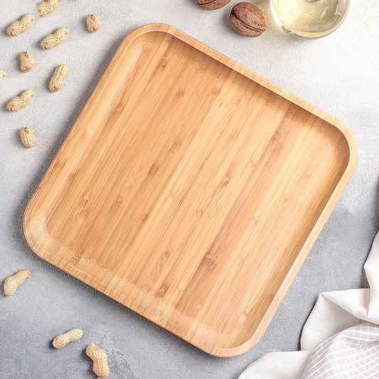 Wilmax Bamboo Wood Square Plate 10" X 10" | For Appetizers / Barbecue  WL-771023/A