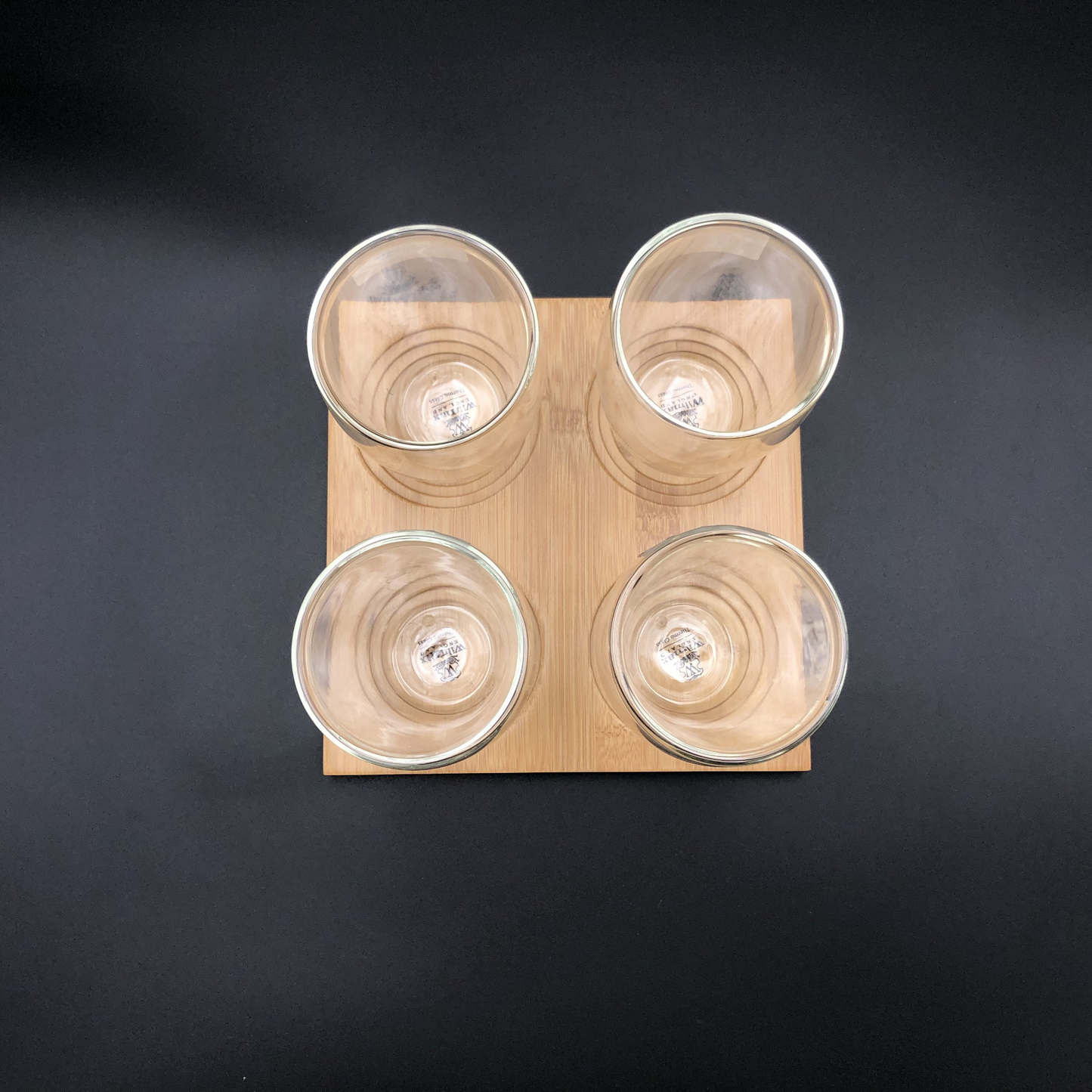 Wilmax Set Of A 4 Section Bamboo Tray With 4 Doublewalled Thermo Glasses To Match WL-555030
