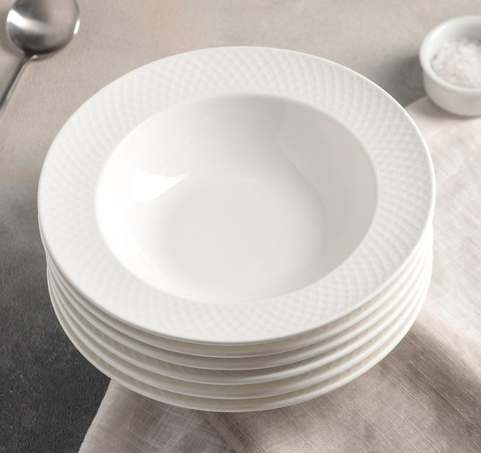 Wilmax [A] Fine Porcelain Deep Plate 9" | 22.5 Cm Set Of 6 In Gift Box WL-880102/6C