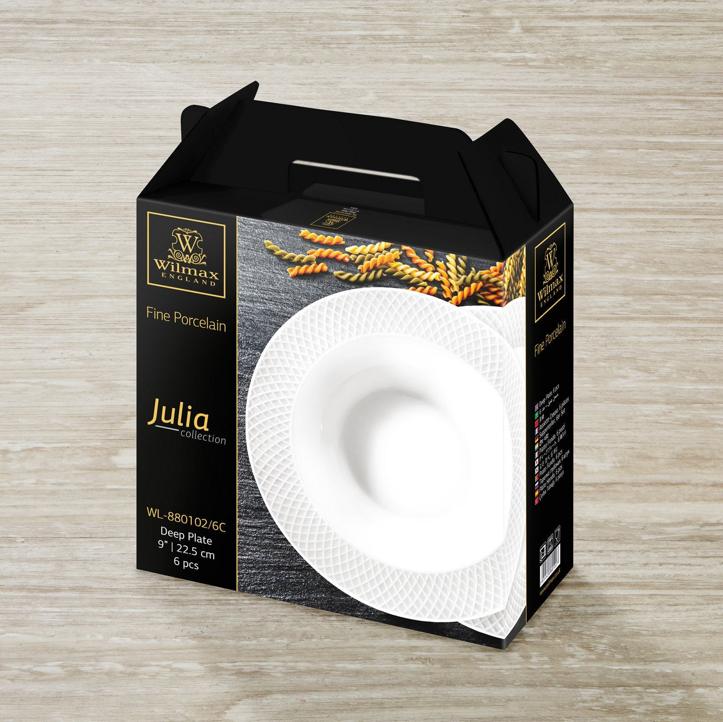 Wilmax [A] Fine Porcelain Deep Plate 9" | 22.5 Cm Set Of 6 In Gift Box WL-880102/6C