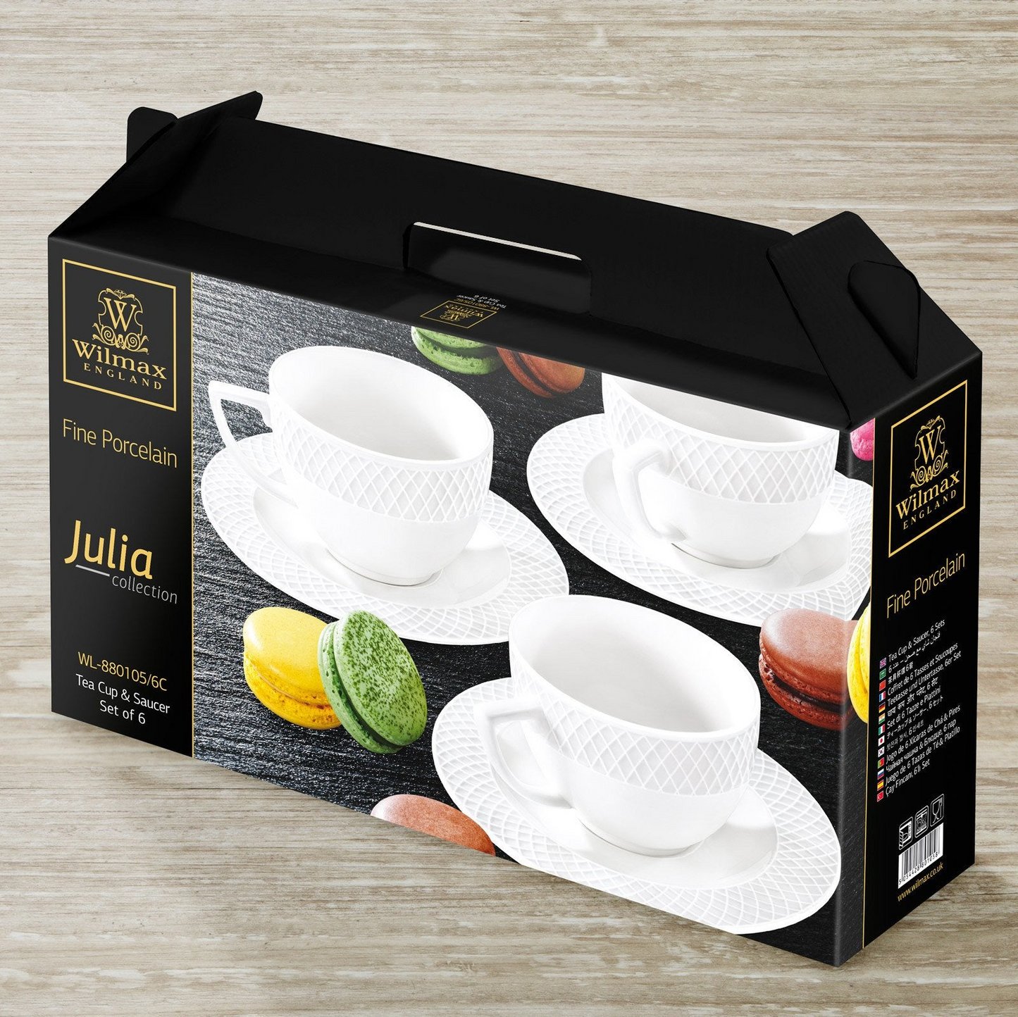 Wilmax [A] Fine Porcelain 8 Oz | 240 Ml Tea Cup & 6" Saucer Set Of 6 In Gift Box WL-880105/6C