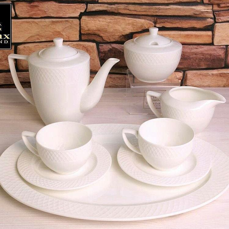 White 6 Oz  180 Ml Tea Cup & Saucer - Wilmax Porcelain