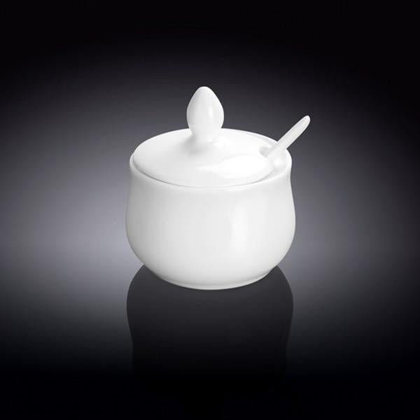 Wilmax [A] Fine Porcelain 4 Oz | 130 Ml Mustard Pot With Spoon WL-996083/A