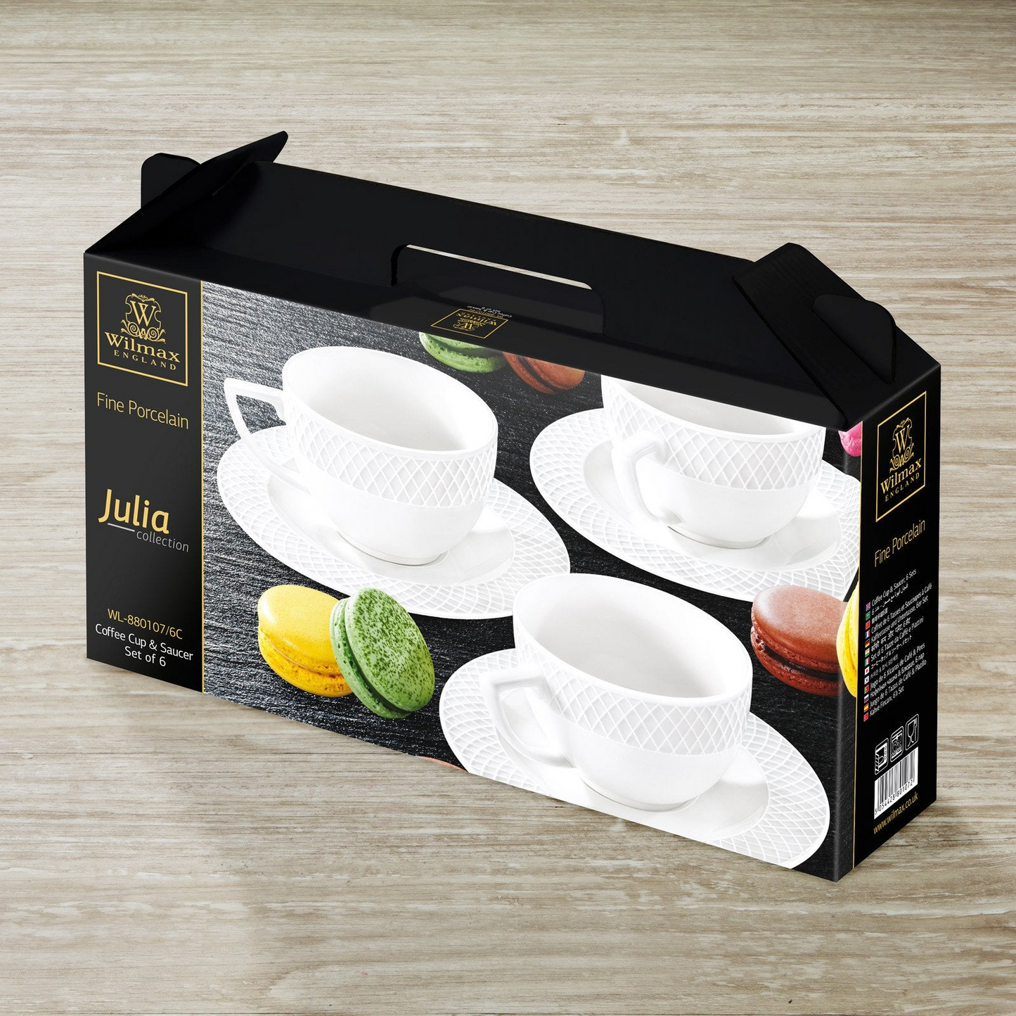 Wilmax [A] Fine Porcelain 3 Oz | 90 Ml Coffee Cup & Saucer Set Of 6 In Gift Box WL-880107/6C